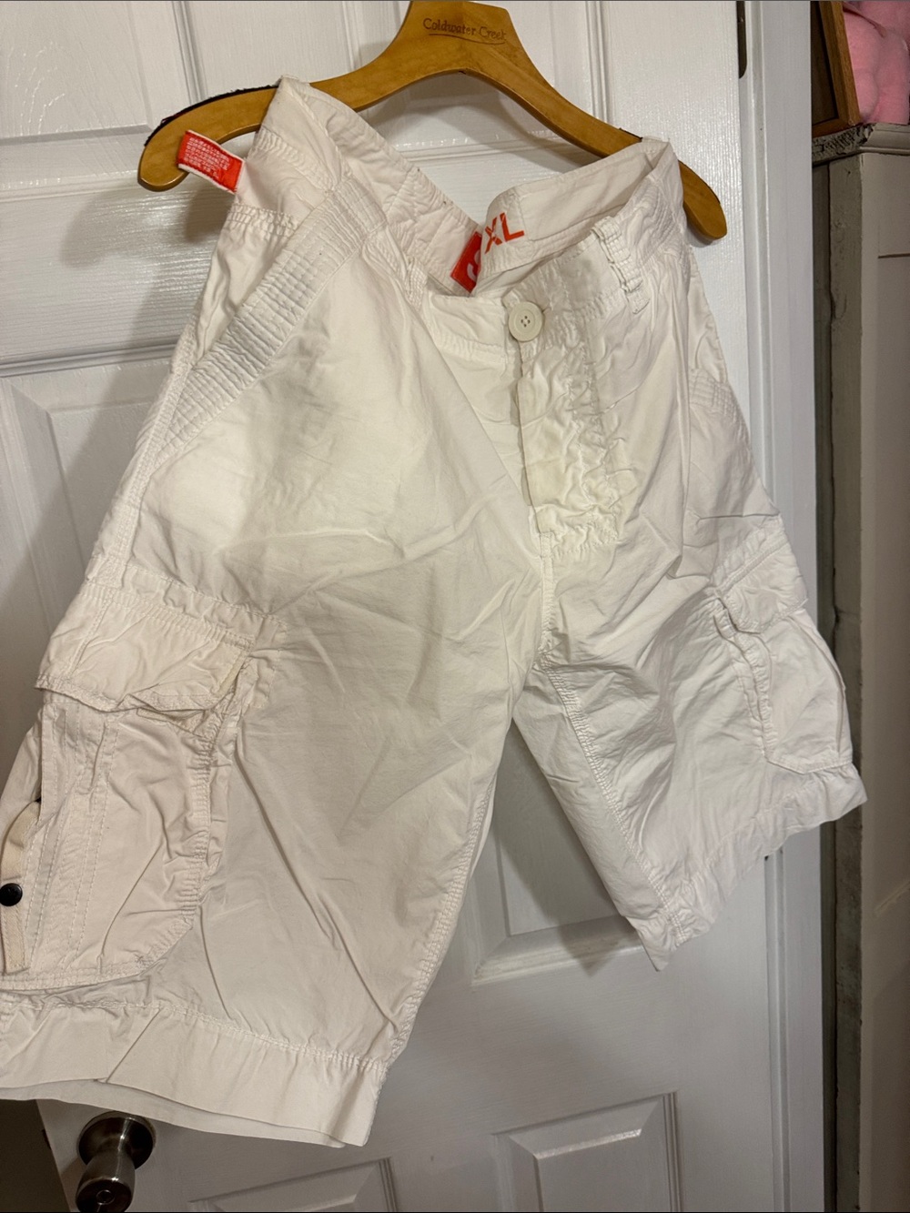 SUPERDRY White Shorts with  orange Superdry Patch
